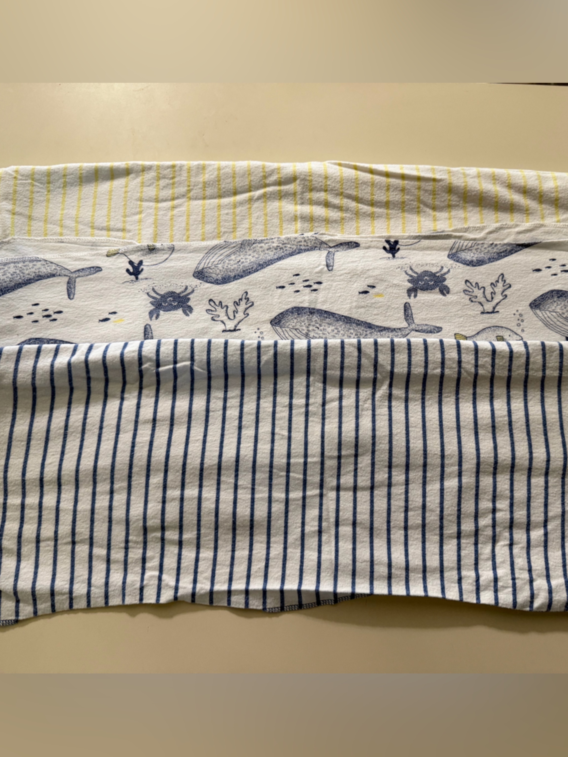 Kids Nautical Stripe And Whale Print RecievingSwaddle Blankets  BlueYellow